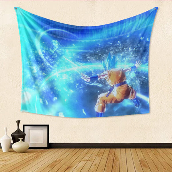 DBZ Goku SSGSS Saiyan God Blue Aura Blasting Streetwear Tapestry