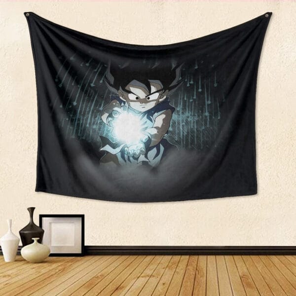 Dragon Ball Goku Kid Practice Kamehameha Cute Round Neck Design Tapestry