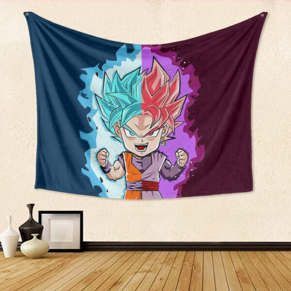 Dragon Ball Super Cute Chibi Blue Vegito Goku Rose Tapestry