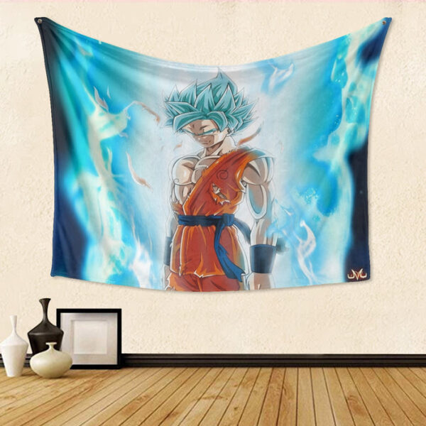 Dragon Ball Serious Super Saiyan Goku 2 Blue Epic Aura Tapestry