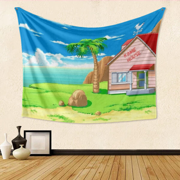 Dragon Ball Master Roshi's Kame House Cartoon Style Tapestry