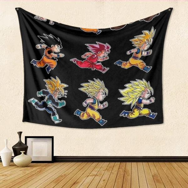 Dragon Ball Anime Son Goku All Form Transformation Tapestry