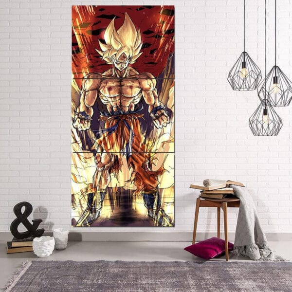 DBZ Goku Fan Art Style Super Saiyan Fight 3Pc Canvas