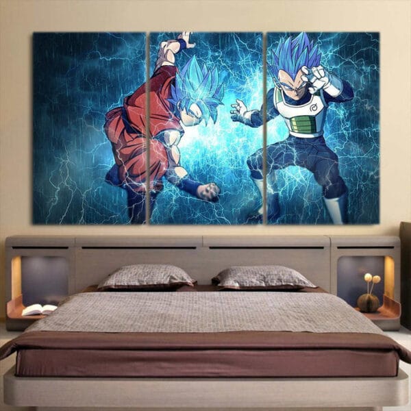 Dragon Ball Super  SSJ Blue Goku x SSJ Blue Vegeta Thunder Canvas