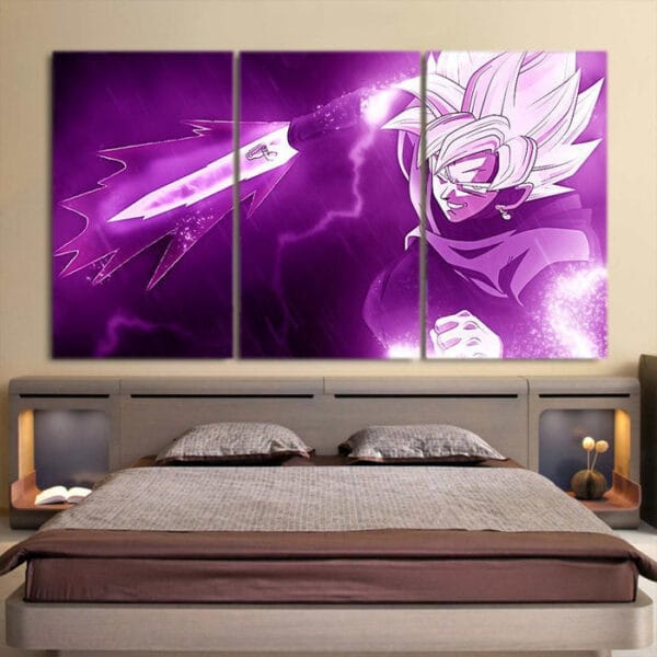 Dragon Ball Goku Black Sword Skill Vibrant 3pc Wall Art Canvas