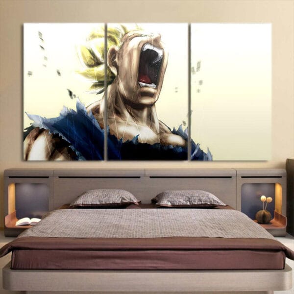 Pissed Off Angry Super Saiyan Vegeta Design 3Pc Decor Canvas