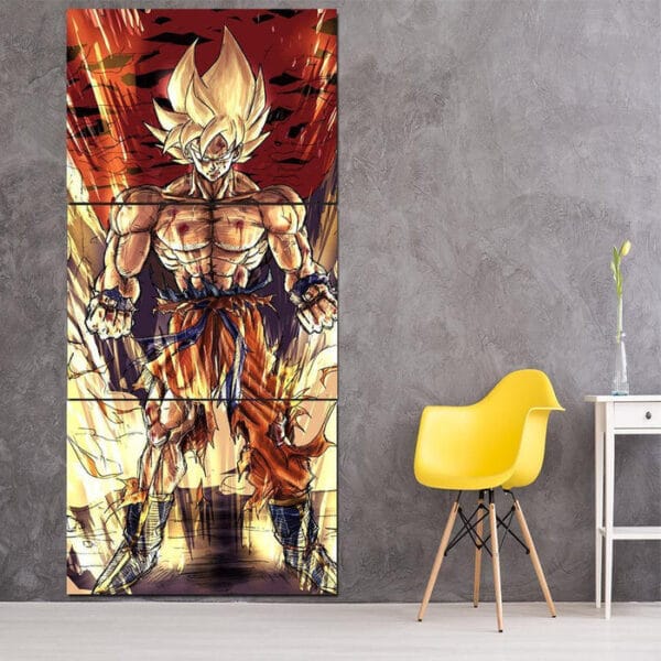 DBZ Goku Fan Art Style Super Saiyan Fight 3Pc Canvas