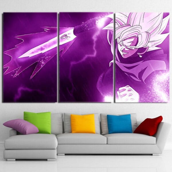Dragon Ball Goku Black Sword Skill Vibrant 3pc Wall Art Canvas