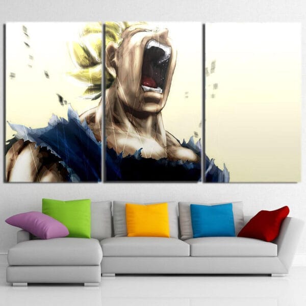 Pissed Off Angry Super Saiyan Vegeta Design 3Pc Decor Canvas