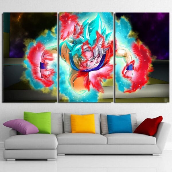 Son Goku God Super Saiyan Half Rose Power Aura 3pc Wall Art