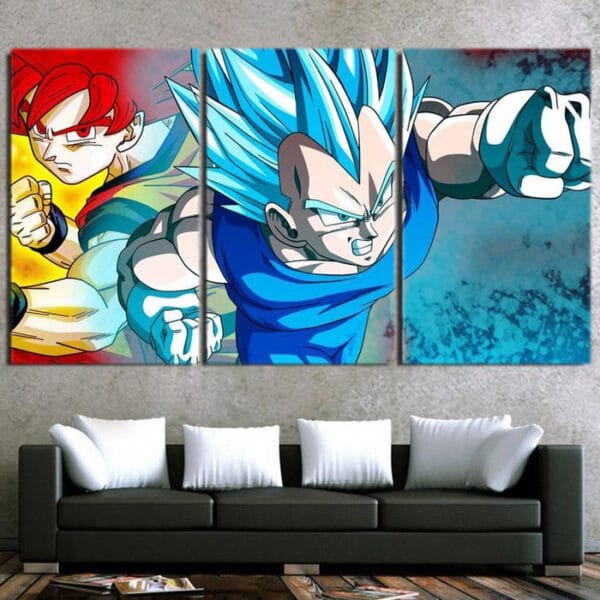 Goku Super Saiyan Rose Vegeta God Blue Cool 3pc Wall Art Print
