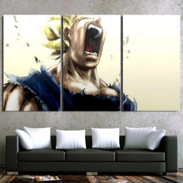 Pissed Off Angry Super Saiyan Vegeta Design 3Pc Decor Canvas