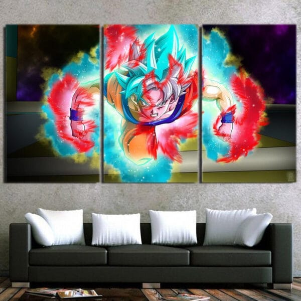 Son Goku God Super Saiyan Half Rose Power Aura 3pc Wall Art