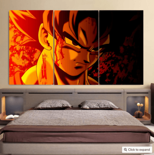 Dragon Ball Z Pissed Serious Son Goku Dope Orange Cool 3pc Canvas