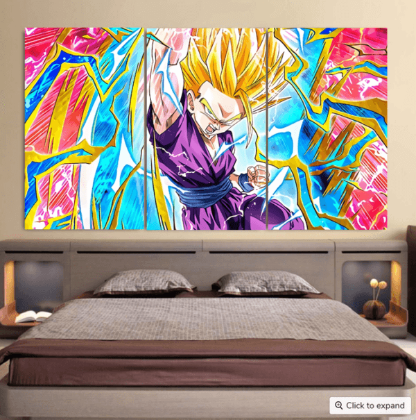 Teen Gohan Dragon Ball Full Tilt Kamehameha Super Saiyan 2 Cool 3pc Canvas