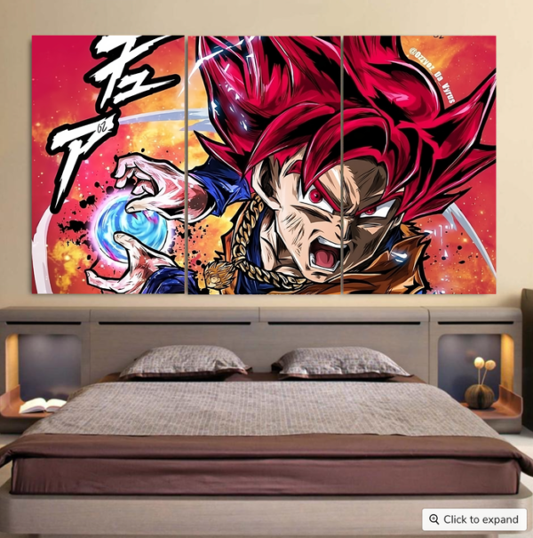 Goku Super Saiyan God Cool 3pc Canvas