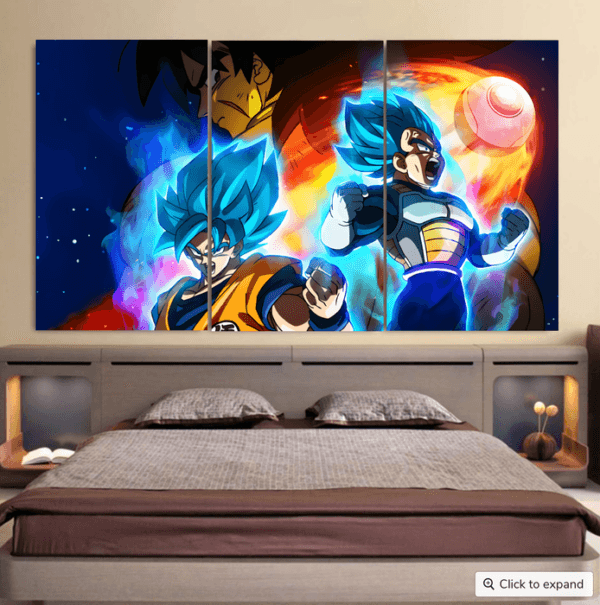 DBZ Legendary Broly Son Goku Vegeta Super Saiyan Blue Cool 3pc Canvas