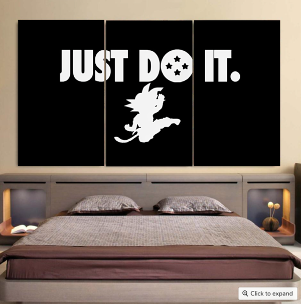 Just Do It Slogan Dragon Ball Kid Goku Dope Black Cool 3pc Canvas