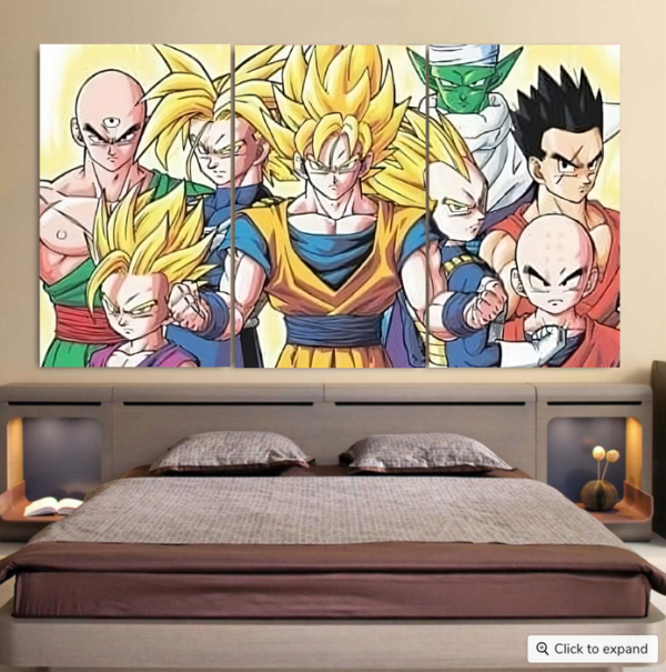 Dragon Ball Goku Vegeta Saiyan Piccolo Namekian Vibrant Design Cool 3pc Canvas