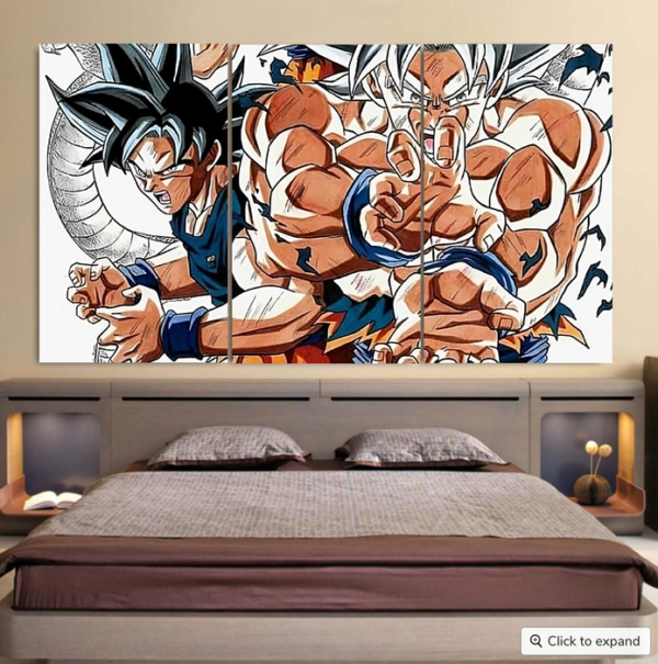 DBS Goku SSJ Transformations White God Blue Red Kaioken Ultra Instinct Cool 3pc Canvas