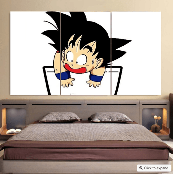 Smiling Goku On Pocket Of Dragon Ball Z Cool 3pc Canvas