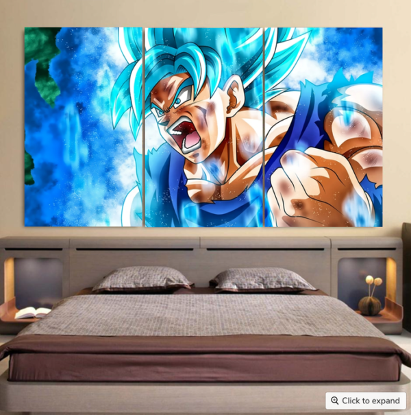 Dragon Ball Goku Blue Kaioken Ultra Instinct Epic 3D Cool 3pc Canvas