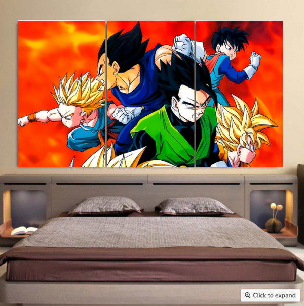 Dragon Ball Goku Super Saiyan 3 Vegeta Gohan Trending Design Cool 3pc Canvas