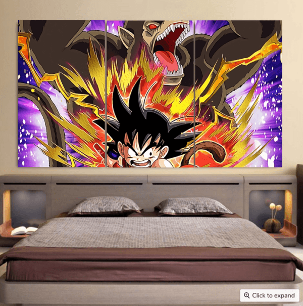 Great Ape Monkey Warrior Angry Kid Goku Fighting 3D Cool 3pc Canvas