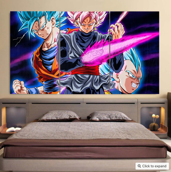 Dragon Ball Goku 2 Goku Rose Vegeta 2 Ultra Instinct Cool 3pc Canvas