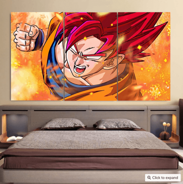 Dragon Ball Super Goku Rage Red Ultra Instinct Dope Cool 3pc Canvas