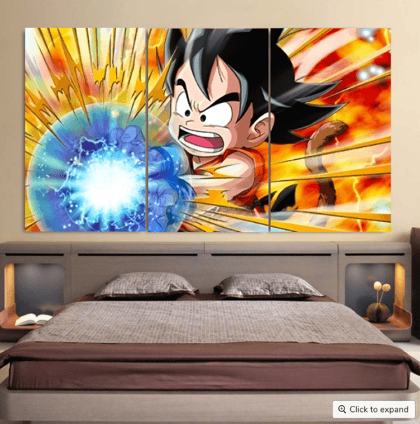 Dragon Ball Energy Kid Goku Blue Kamehameha Cool 3pc Canvas