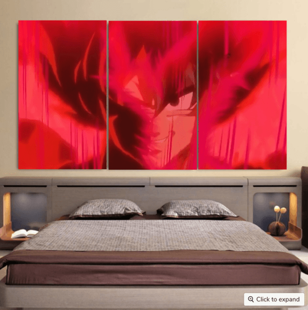 Dragon Ball Super Goku Red Kaioken Super Saiyan Epic Cool 3pc Canvas