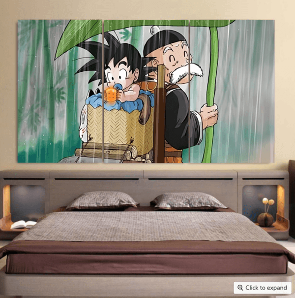 DBZ Kid Goku Super Saiyan Grandpa Gohan Cover Rain Cute Design Cool 3pc Canvas