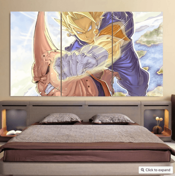 Dragon Ball Z Vegito Punching Super Buu Cool 3pc Canvas