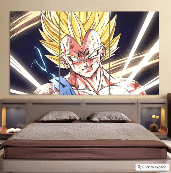 DBZ Majin Vegeta Saiyan Prince Fight Injure Manga Style Trending Cool 3pc Canvas