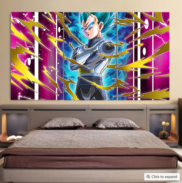 Dragon Ball Vegeta Super Saiyan God Blue SSGSS Aura Power Dope Design Cool 3pc Canvas