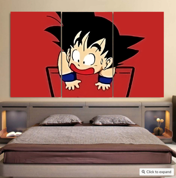 Dragon Ball Cute Goku Kid Pocket Simple Design Streetwear Cool 3pc Canvas