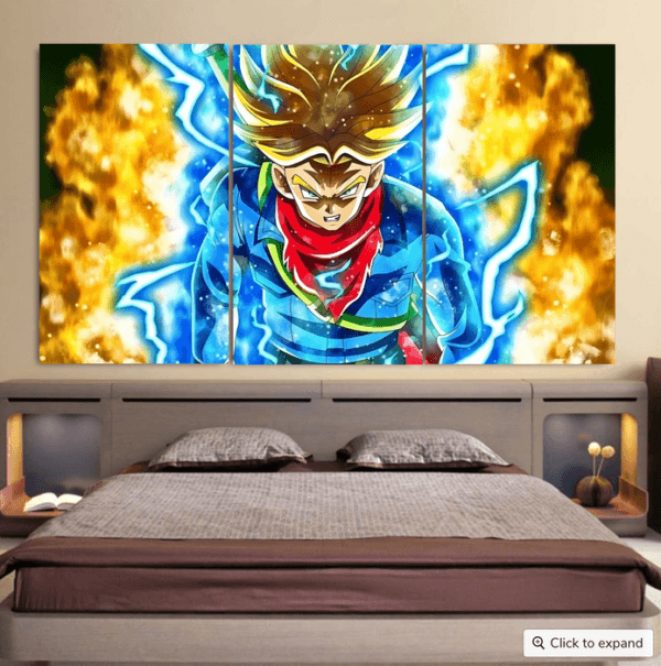 DBZ Rage Super Saiyan Trunks Portrait Unique Style Cool 3pc Canvas