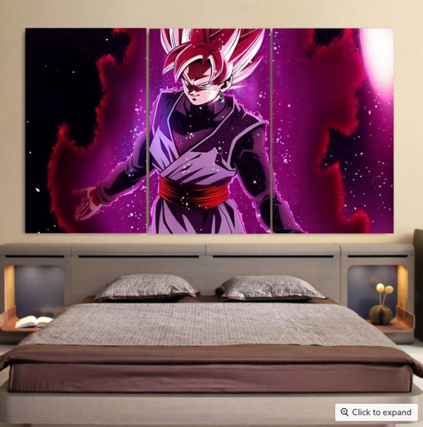 Dragon Ball Black Goku Rose 2 Ultra Instinct Dope 3D Cool 3pc Canvas