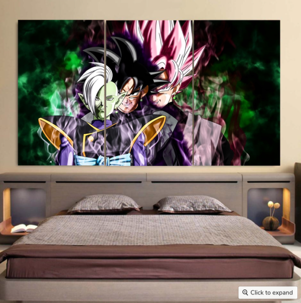 Dragon Ball Super Zamasu Goku Black Goku Rose Cool 3pc Canvas