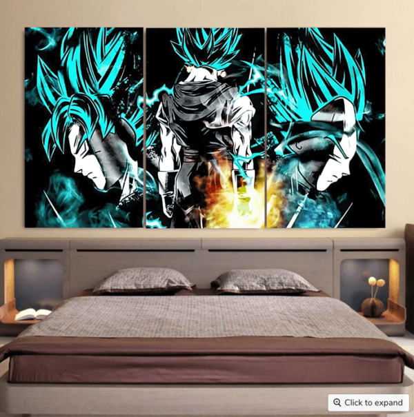 Dragon Ball Gogeta Super Saiyan Power Up Potara Fusion Design Cool 3pc Canvas