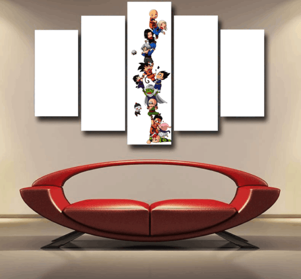 Dragon Ball Z Cute Adorable Chibi DBZ Characters White Epic 5pc Canvas