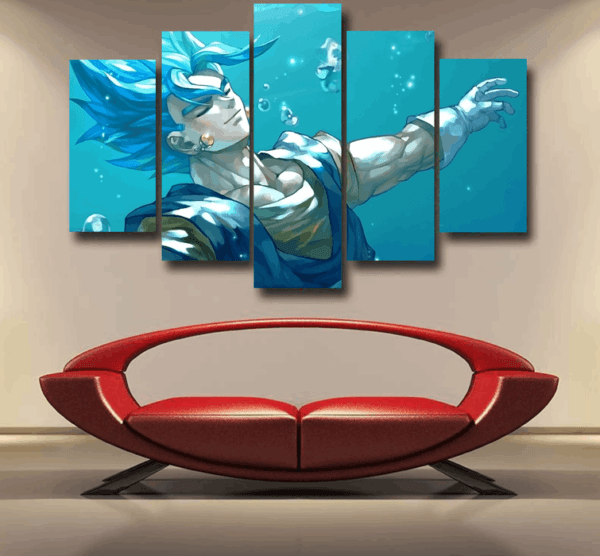 DBZ Relax Gogeta Ocean Blue Saiyan SSGSS Dope Design Epic 5pc Canvas