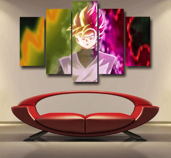 Dragon Ball Super Saiyan Black Goku Rose 2 Epic Style Epic 5pc Canvas