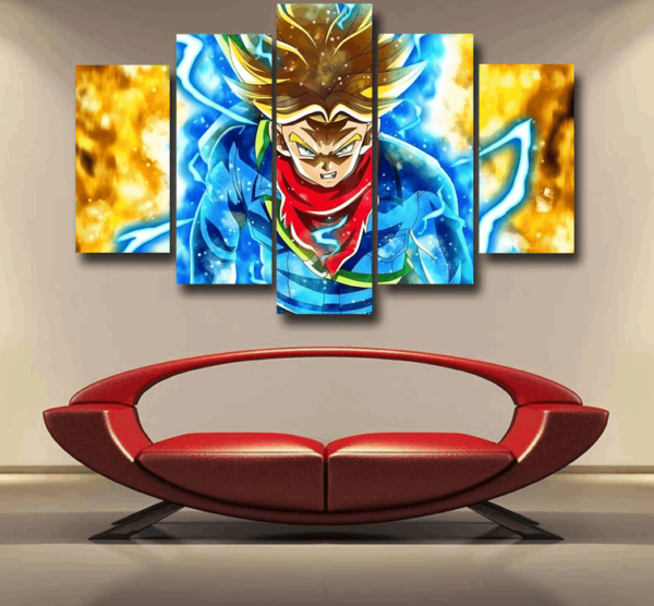 DBZ Rage Super Saiyan Trunks Portrait Unique Style Epic 5pc Canvas