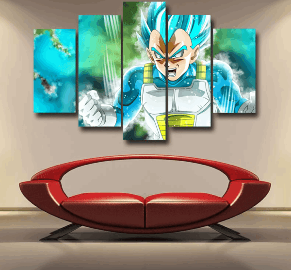 Dragon Ball Super Blue Vegeta Super Saiyan God Cool Epic 5pc Canvas