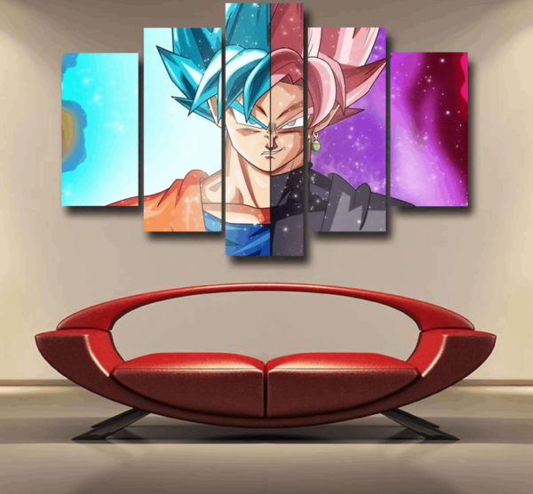 DBZ Goku SSGSS Black Rose Super Saiyan Portraits Dope Epic 5pc Canvas