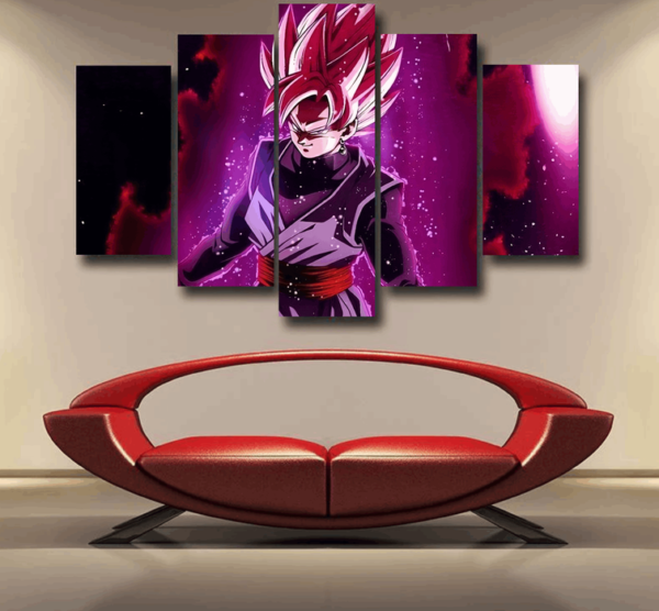 Dragon Ball Black Goku Rose 2 Ultra Instinct Dope 3D Epic 5pc Canvas