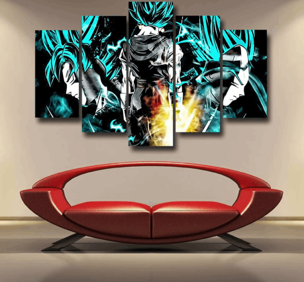 Dragon Ball Gogeta Super Saiyan Power Up Potara Fusion Design Epic 5pc Canvas