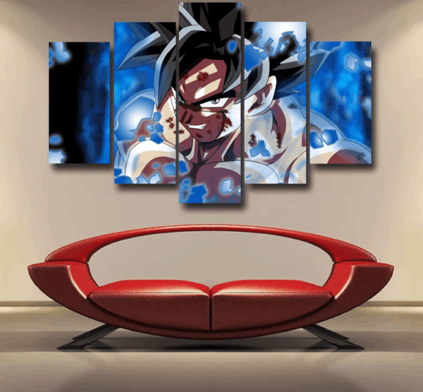 Dragon Ball Super Goku Blue Ultra Instinct Dope Grin Epic 5pc Canvas